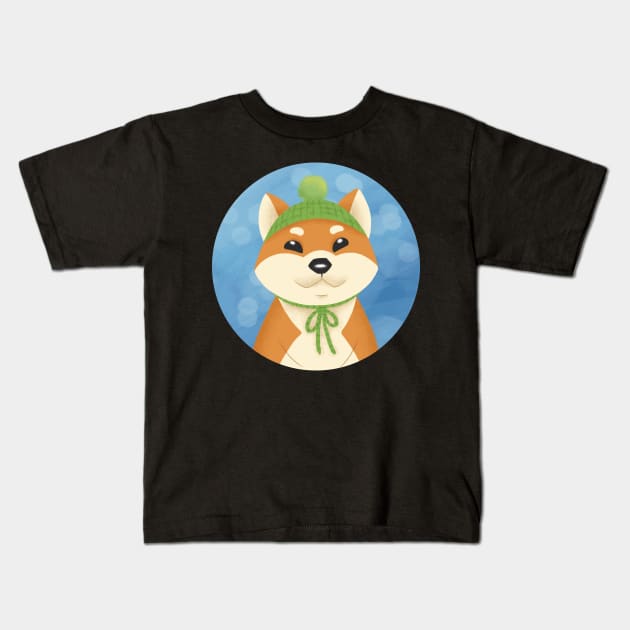 Winter Akita Kids T-Shirt by AmalteaOlenska